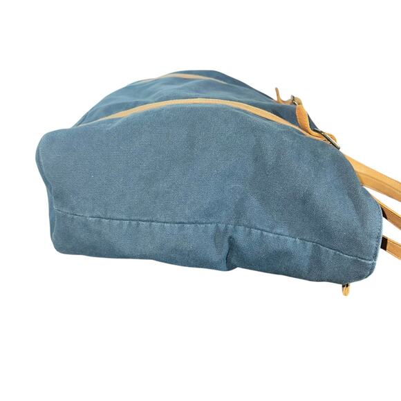 Hearth & Hand with Magnolia Canvas Tote Bag Navy with Tan Straps Large Carryall - Picture 6 of 13